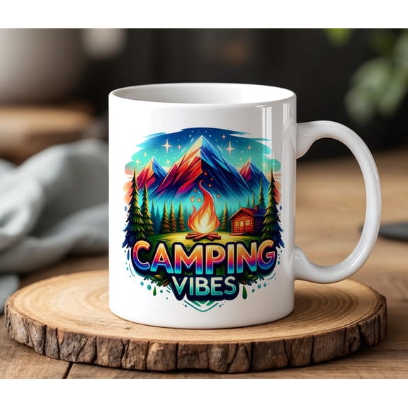 C1Amping Vibes Mug 330ml Mountain C1Abin C1Ampfire Ceramic Cup Adventure Coffee Mug for C1Ampers Nature Lovers