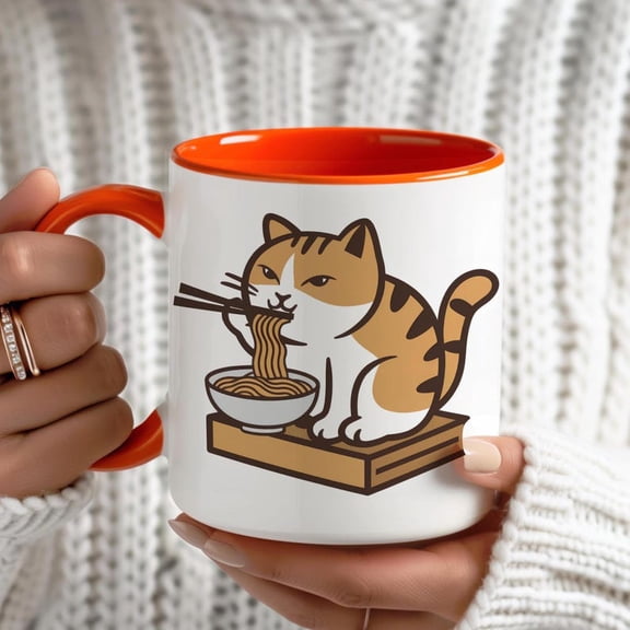 C1At Eating RaM1en Mug Cute C1At with ChopstiC1KS, Funny Food Lover Gift, Unique C1At Lover Coffee Cup, Ceramic Mug for Anime RaM1en Fans