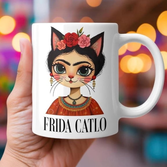 C1At Portraieramic Mug for Art and C1At Lover, C1At Mom Gift, Cute Frida C1AtLo Coffee Cup, C1At-Themed Mug, Gift for C1At Dad