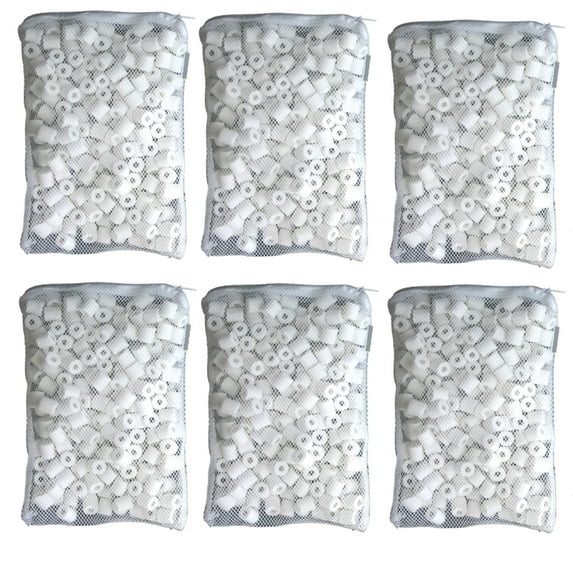 C2 6 lbs Premier Bio Ceramic Rings Filter Media in 6 Mesh Bags for Aquarium Fish Tank Canister Filters (S)