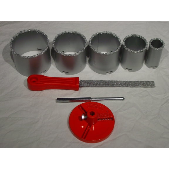 C2 Carbide Grit Hole Saw Drill Bit File Kit Set Ceramic Tile Masonary Fiberglass