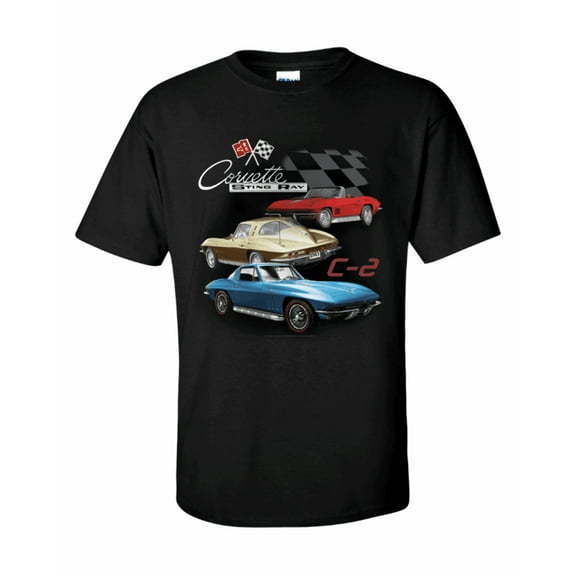 C2 Corvette Mens Black T shirt Chevrolet Licensed Johny Rockstar Brand