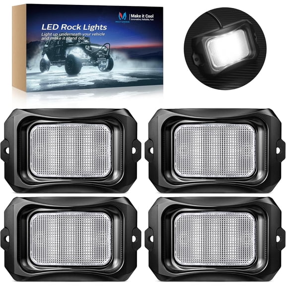 C2 Curved White  Rock Lights - 4 Pods Underglow Lights Compatible for   Offroad ATV UTV Boat