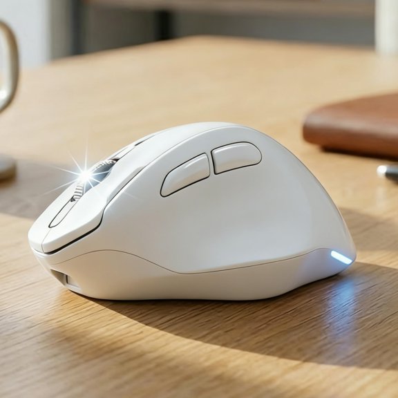 C2 Ergonomic Wireless Mouse, RGB Rechargeable Ergonomic Bluetooth Mouses, 2.4G with 4000 DPI Optical Tracking, 5 Adjustable DPI, Quiet Clicks Computer Mouse for Laptop, PC, Desktop - White