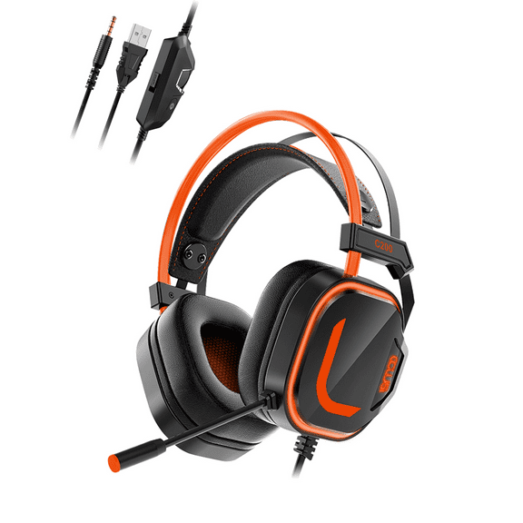 C2 Gaming Headset for PC, PS4, PS5, Xbox 1, Mac, Switch, Wired Over-Ear Gaming Headphones with Noise Cancelling Mic,3.5mm Audio Jack & in-Line Control, Orange Headset