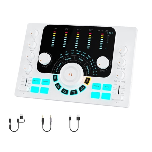 C2 Interface,Podcast Equipment Kit - Dual XLR 6.35/3.5mm Podcast Mixer with 5.3 Bluetooth