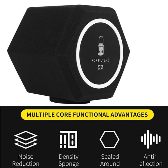 C2 Microphone Wind Shield, Acoustic Sound Absorbing Foam Vocal Isolation Ball for Studio Recording Mic
