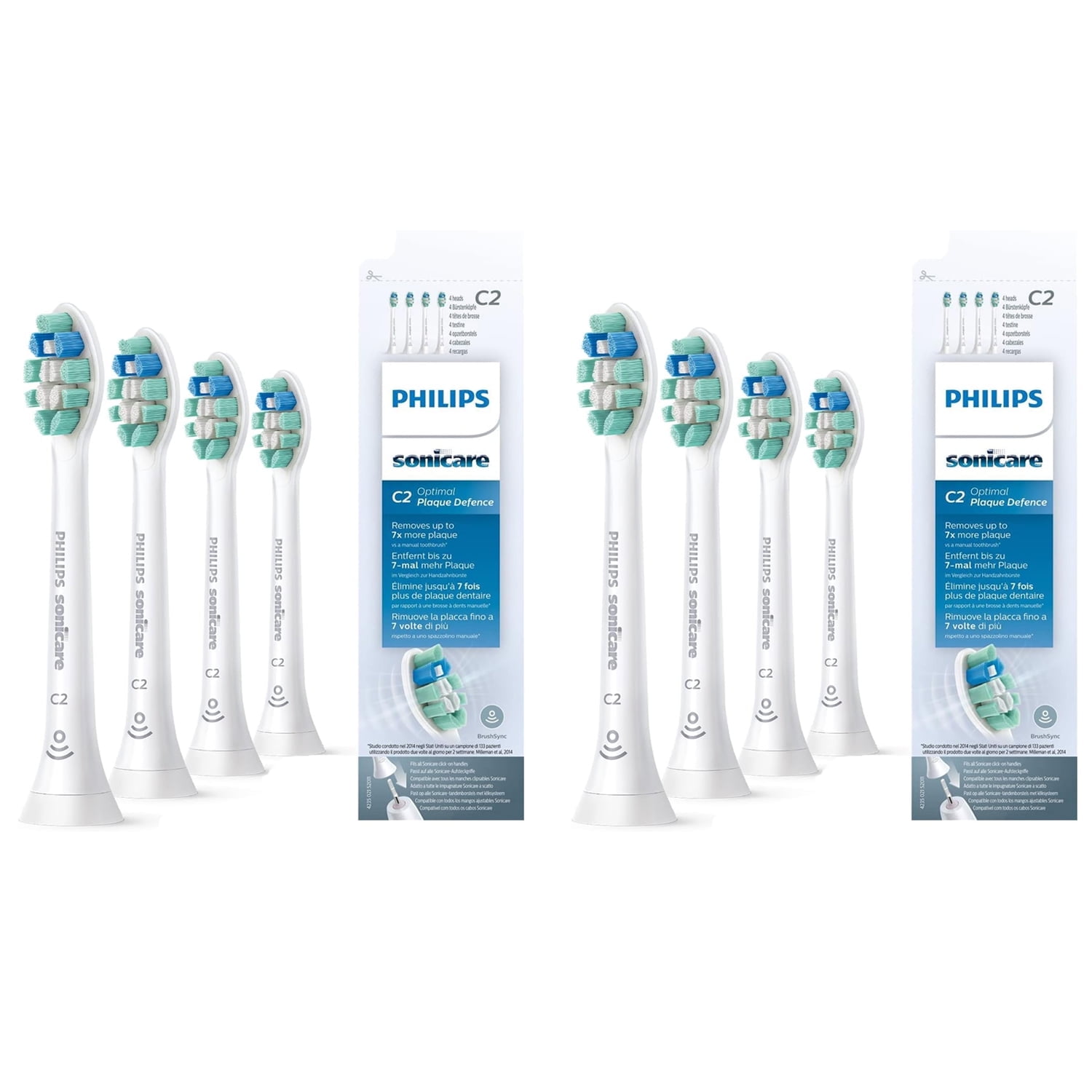 C2 Optimal Plaque Control Sonic Toothbrush Head Replacement Brush Heads Compatible with Philips Sonicare ProtectiveClean Electric Toothbrush,White,HX9024/65,8 Pack