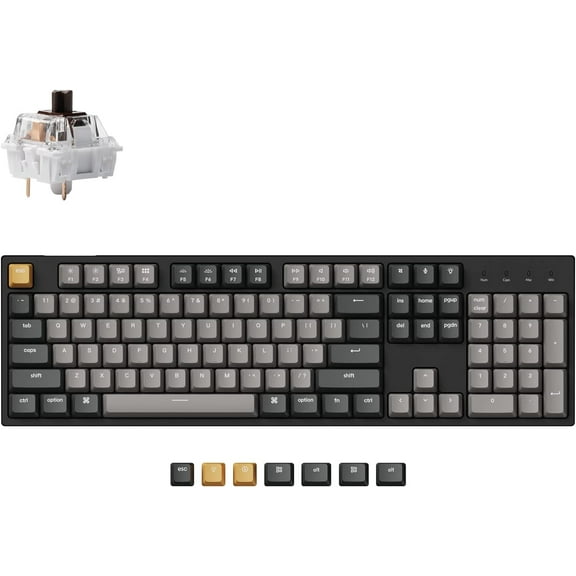 C2 Pro Wired Custom Mechanical Keyboard Full Size Layout QMK/VIA Programmable Macro White Backlit with Tactile Brown Switch OEM Profile Double-Shot PBT Keycaps for Mac Windows Linux