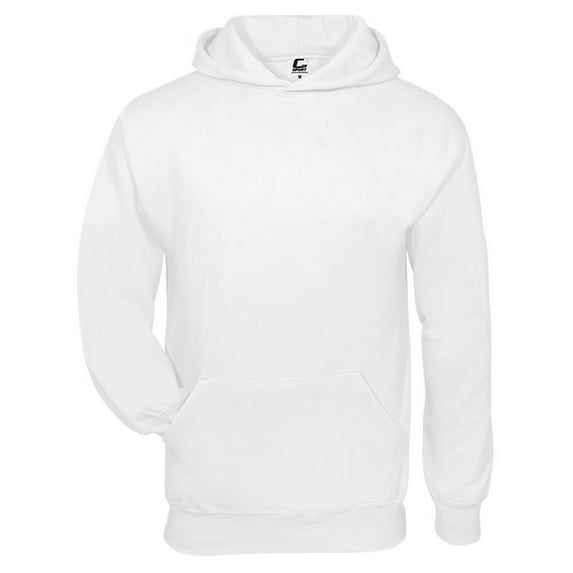 C2 Sport B16885004 Youth Fleece Hooded Sweatshirt, White - Medium