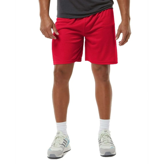 C2 Sport Men’s Mesh Basketball Shorts, 7-Inch, Breathable Polyester, Draw Cord, Red, 2XL