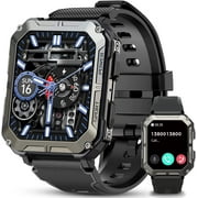 C20 PRO Military Smart Watches for Men IP68 Waterproof Rugged Bluetooth CallAnswer/Dial Calls 1.83 Tactical Fitness Watch Tracker for Android iOS Outdoor SportsBlack