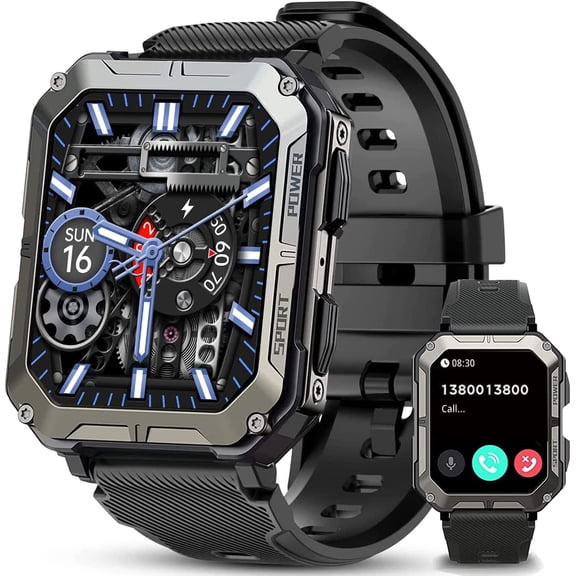 C20 PRO Waterproof Smart Watch for Men, 1.83" Rugged Sports Fitness Tracker, Bluetooth Calling Outdoor Wrist Watch Compatible with Android iOS