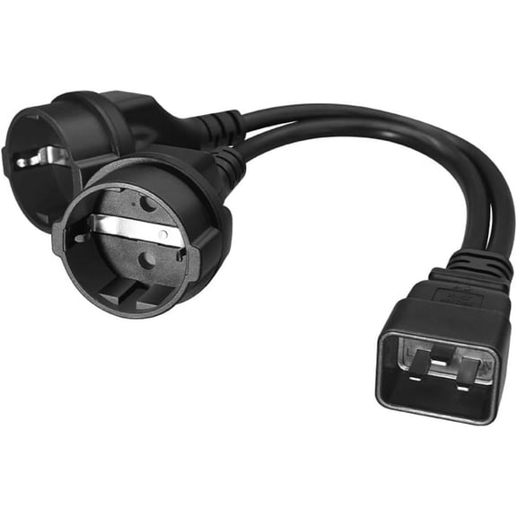 C20 to 2 x CEE7/7 Schuko Y Splitter Power Cord,Single C20 Male to 2* EU4.8mm Euro Female Splitter Adapter Cable Cord (C20 to 2 X EU4.8)