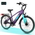 thumbnail image 1 of ESKUTE C200 70-Mile Electric Bike for Adults with 840Wh Removable Battery, 500W Peak Power Ebike, Up to 20MPH Speed, 26" Tires, 7-Speed Adjustable Stem Step-Over E-Bicycle,Purple, UL2849 Class 2, 1 of 8