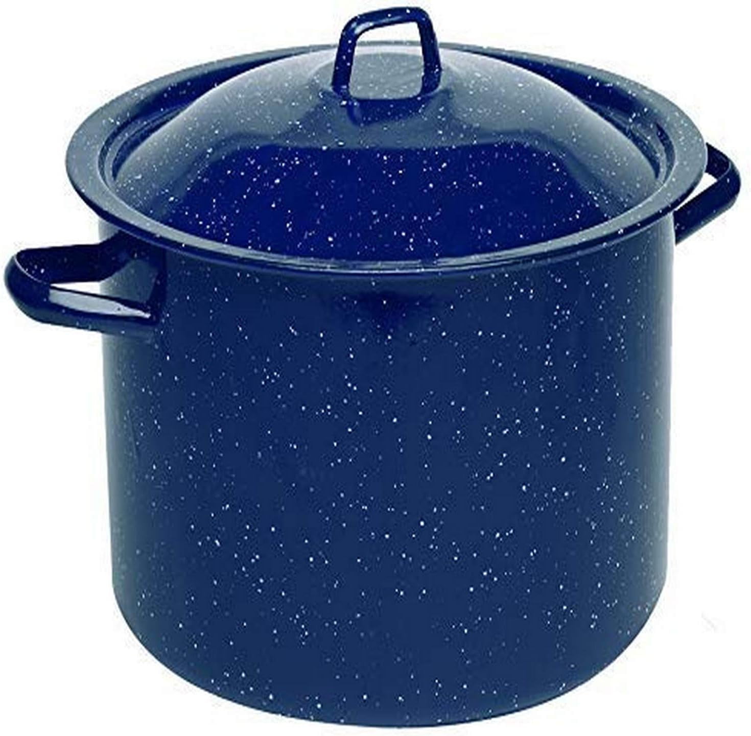 C20666-1063310W 6-Quart Blue Speckled Enamel Stock Pot with Lid ...