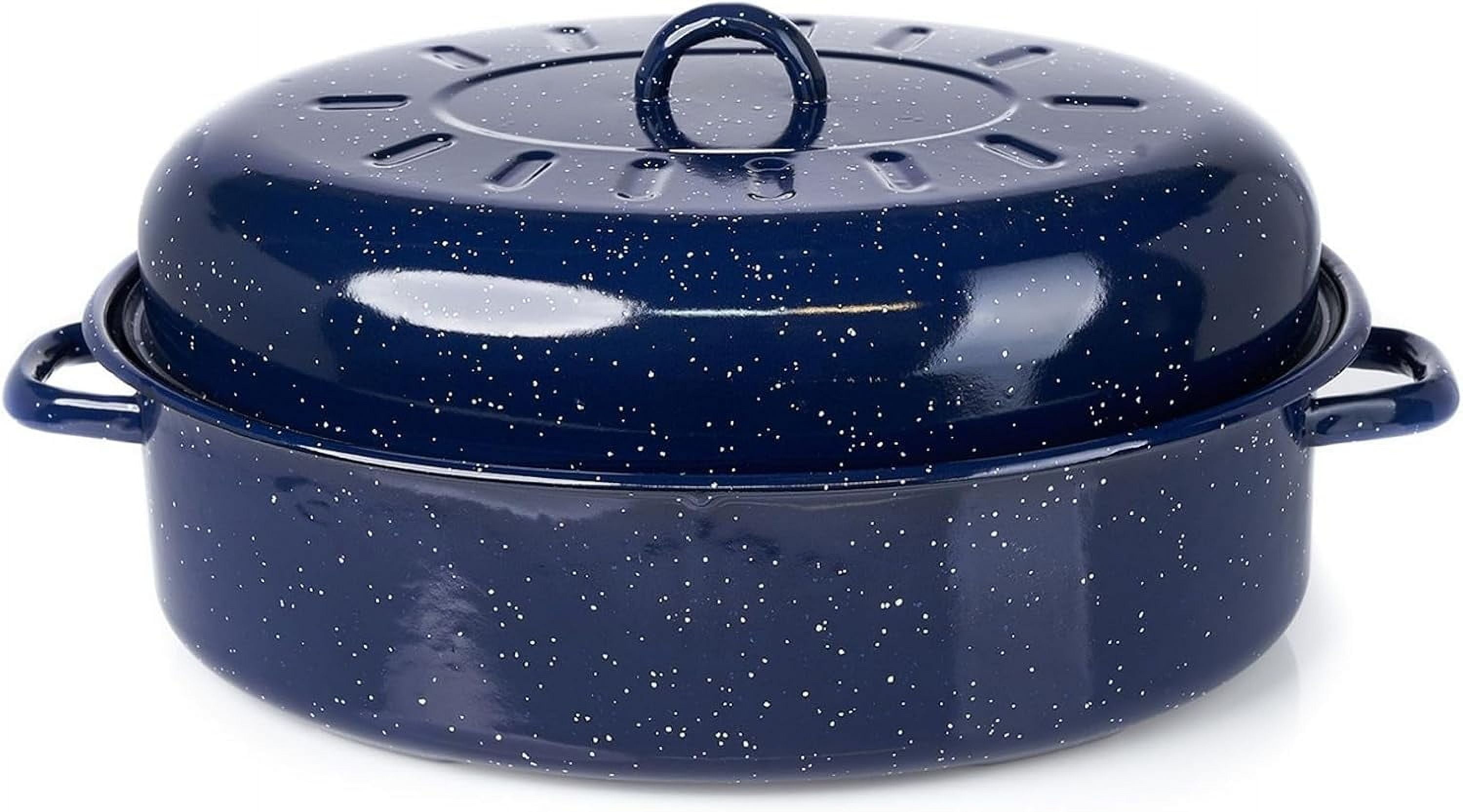 C20666-1063310W 6-Quart Blue Speckled Enamel Stock Pot with Lid ...