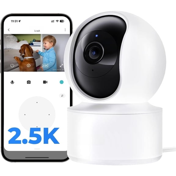 C21 2.5K Camera Indoor, 360? View Room Camera for Bedroom, Cam w/Phone App, Indoor Cam for Pet , Night Vision, Two Way Audio, 2.4GHz WiFi, Local/Cloud Storage