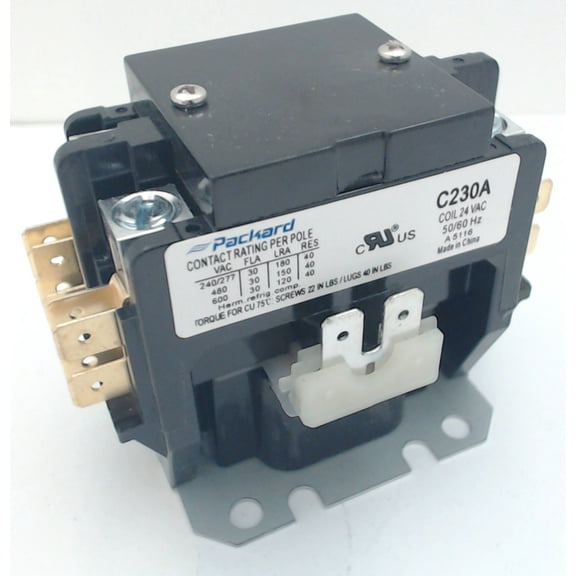 C230A, Definite Purpose Contactor 2 Pole 30 A 24 Coil V replaces 45EG20AJ, 91221