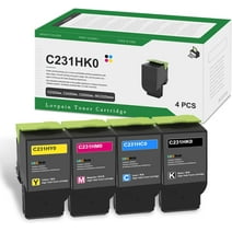 C231HK0 C231HC0 C231HM0 C231HY0 Toner Cartridge 4-Pack (Black, Cyan, Magenta, Yellow) - LvanC231H High Yield Toner Cartridge Replacement for Lexmark C2535dw MC2425adw MC2640adwe Printe