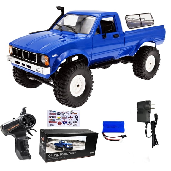 C24 Crawler RC Car 1/16 RC Rock Crawler RC Truck 4x4 with 1Upgraded 1200mah Battery 2.4GHz 4WD Remote Control Crawler Off-Road Pick-up Truck RTR for Men (c24 Blue)