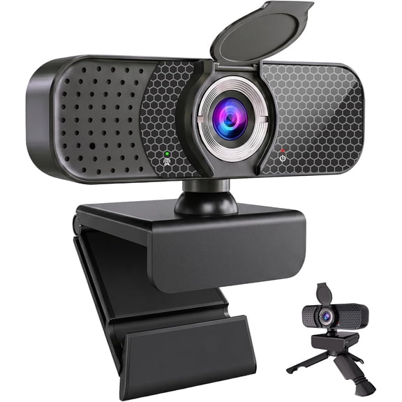 C26 1080P Webcam with Microphone, USB Computer Camera with Privacy Cover, Noise Reducing Mic, Auto Light Correction, 105 Wide Angle, Plug&Play for PC Mac Laptop Zoom Teams Streaming