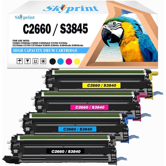 C2660 S3840 Drum Cartridge Compatible with Dell TWR5P 593-BBEJ Replacement for Dell C2660 C2660dn C2665 C2665dnf C3760 C3760n C3760dn C3765 C3765dnf S3840 S3840c S3840cdn S3845cdn
