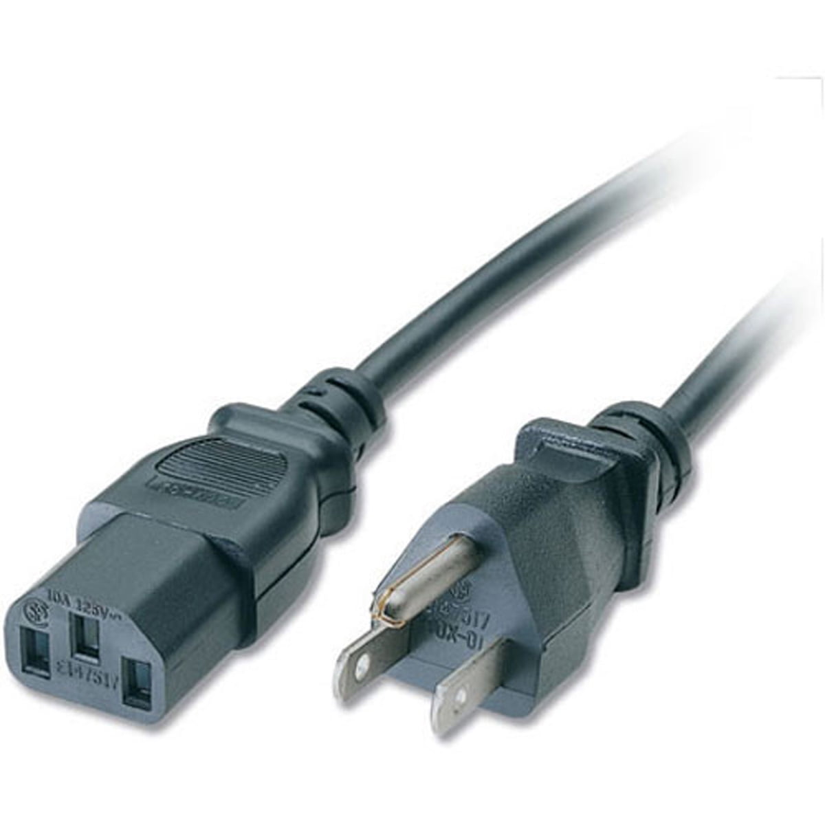 C2G 03129 18 AWG Universal Power Cord - NEMA 5-15P to IEC320C13, TAA Compliant, Black (3 Feet, 0.91 Meters)