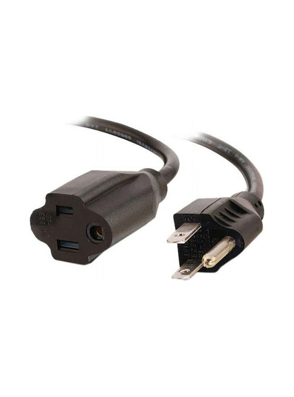 C2G 03137 18 AWG Outlet Saver Power Extension Cord - NEMA 5-15P to NEMA 5-15R, TAA Compliant, Black (1 Feet, 0.30 Meters)