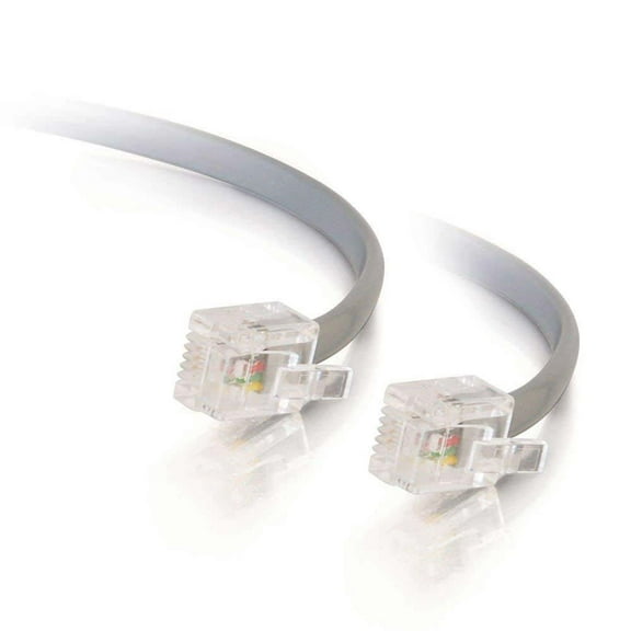 C2G 09590 RJ11 Modular Telephone Cable, Silver (14 Feet, 4.26 Meters)