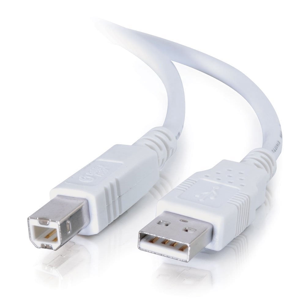 C2G 13401 USB 2.0 A Male To B Male Cable, White (15 Feet) - Walmart.com