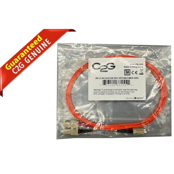C2G 2M LC-SC 62.5/125 OM1 Duplex Multimode Fiber Optic Cable 33157 33156 33155 - New