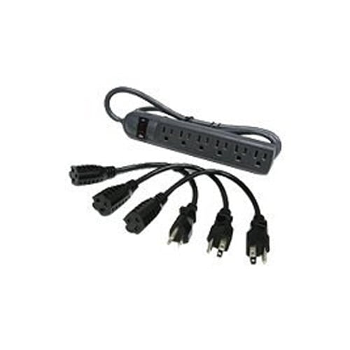 C2G 39995 4 ft. 6 Outlets 270 Joules Surge Suppressor with 3 1ft Outlet Saver Power Extension Cords Walmart Business Supplies