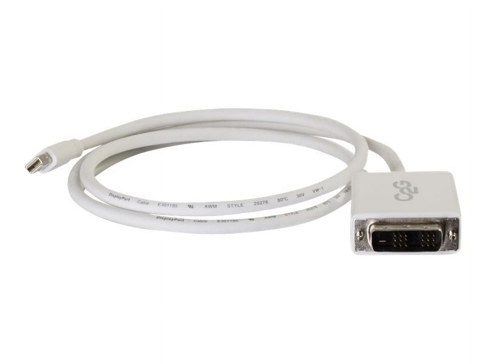 C2G 54337 3ft Mini DisplayPort Male to Single Link DVI-D Male Adapter Cable - White (TAA Compliant)