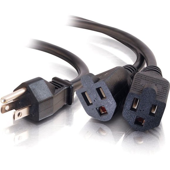 C2G 6ft 16 AWG 1-to-2 Power Cord Splitter (1 NEMA 5-15P to 2 NEMA 5-15R) - power splitter - 6 ft