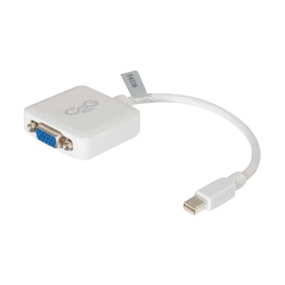 C2G 8IN MINI DISPLAYPORT TO VGA ADAPTER CONVERTER MALE TO FEMALE ACTIVE WHITE -