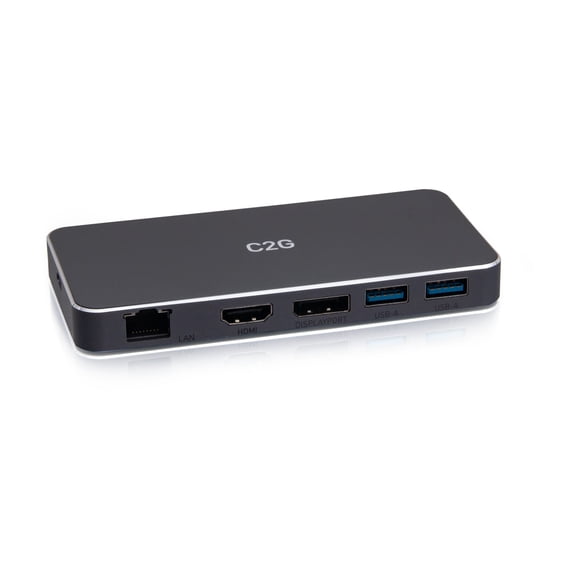 C2G USB-C 7-in-1 Dual Display MST Docking Station with HDMI, DisplayPort, Ethernet, USB, and Power Delivery up to 100W, 4K 60Hz