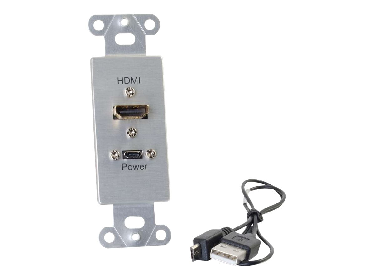C2G HDMI Decorative Wall Plate Receiver, Aluminum