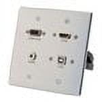 C2G HDMI VGA 3.5mm and USB Pass Through Double Gang Wall Plate - Aluminum - mounting plate