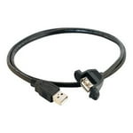 C2G Legrand USB Cable, USB A to A Cable, Black USB Panel Mount Connector, 2 Foot Panel Mount USB, 1 Count, C2G 28063