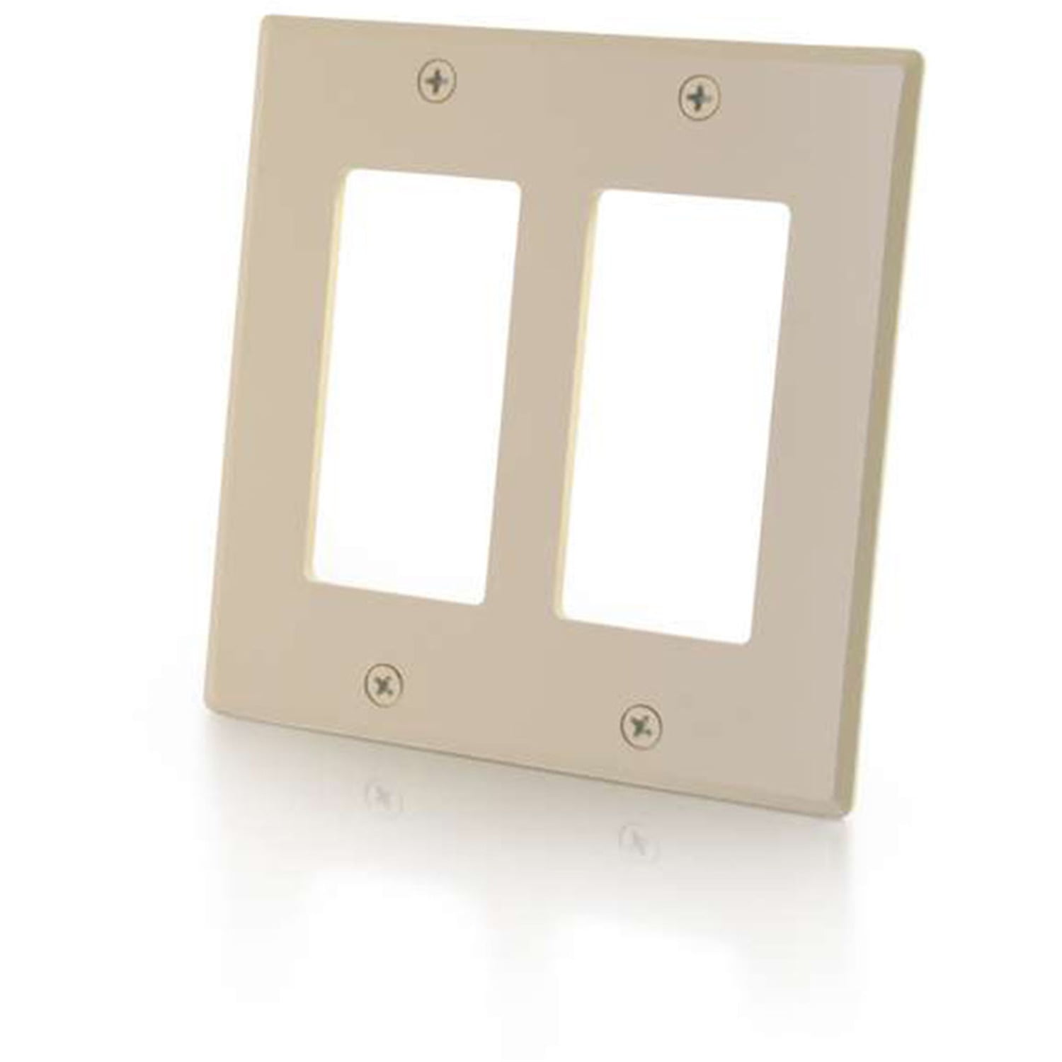 C2G TWO DECORA COMPATIBLE CUTOUT DOUBLE GANG WALL PLATE IVORY