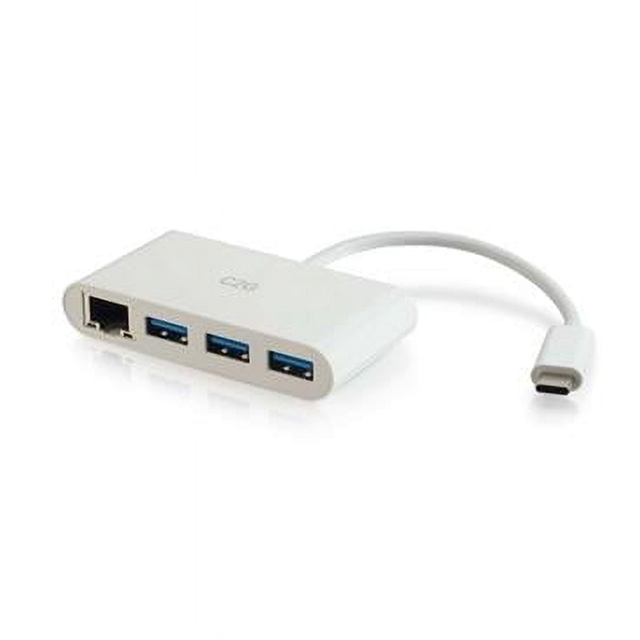 C2G  USB C Ethernet Adapter & 3 Port USB Hub - White