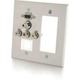 thumbnail image 1 of C2G VGA, 3.5mm Audio, Composite Video and RCA Stereo Audio Pass Through Double Gang Wall Plate with One Decorative Style Cutout and One Keystone, Brushed Aluminum, 1 of 4