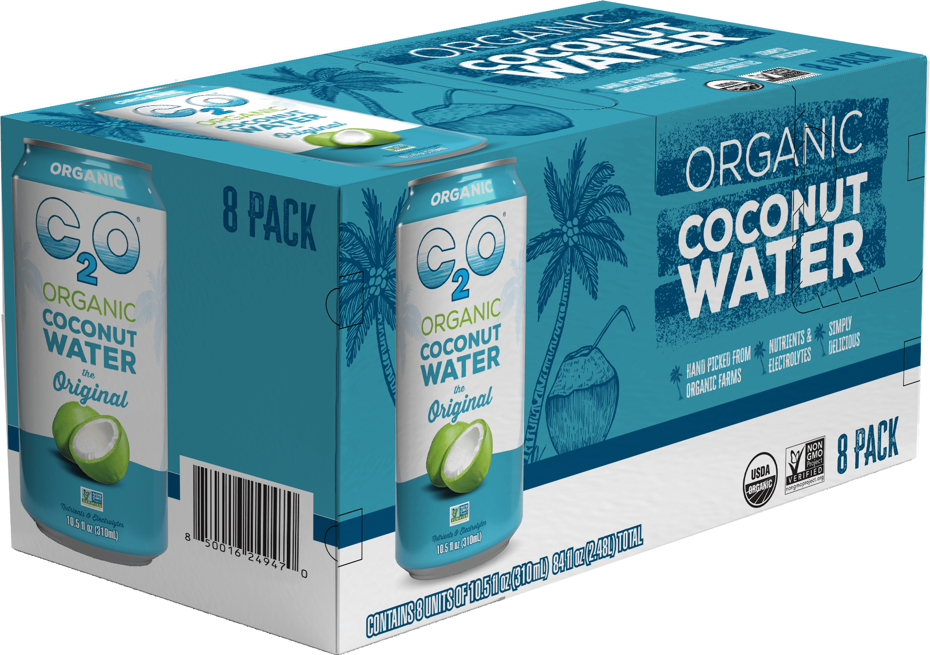 C2O Coconut Water Organic, The Original, ready to drink, 10.5 fl oz, 8 Pack