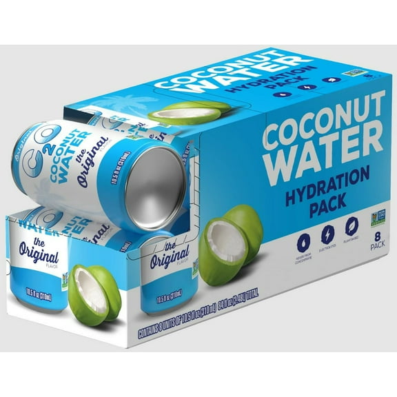 C2O Pure Coconut Water, Coconut Water Hydration Pack, 10.5 fl oz, 8 Pack,pack of 1