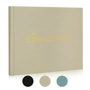 C2U Elegant Wedding Guest Book - 100 Half Blank/Half Lined Pages for Signatures & Photos | Khaki | Ideal for Weddings & Showers