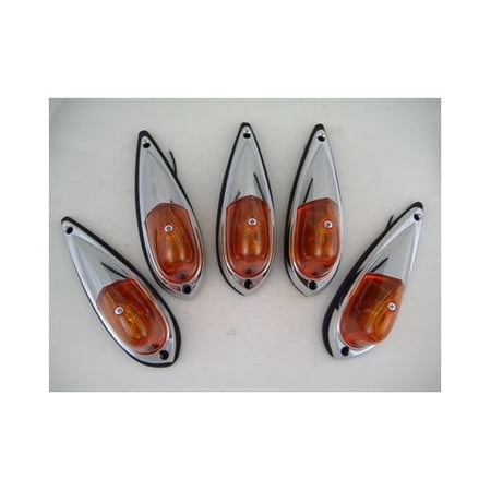 C2W Amber Chrome 5 in Incandescent Marker Lights 12V fits RV Truck Roof, 5 Pieces