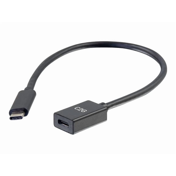 C2g 757120286578 1-feet Usb Type-c 3.1 Male To Female Cable - Black