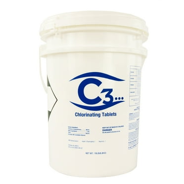 C3 3" Stabilized Chlorine Tablets for Swimming Pools, 15 lbs