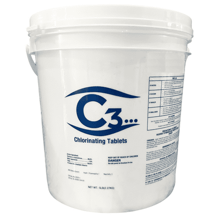 C3-5lb Chlorine Tablets, 3 Inch | Swimming Pool & Spa Chlorine Tablets | Long-Lasting, Slow Dissolving, Individually Wrapped Chlorine Tabs | Tri-Chlor 3 Inch Tablets Pool Cleaner